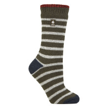 (04-Aug, Olivblau / Saphir) Heat Holders - Heat Holders - Thermosocken mit zweifarbigen Streifen für Damen - Amara