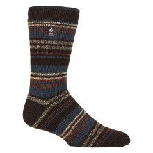 (06-Nov, Erdbraun) Heat Holders - Gemusterte gebürstete Thermosocken für Herren mit Streifen