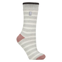 (04-Aug, Hellgrau / gedämpfte Koralle) Heat Holders - Heat Holders - Thermosocken mit zweifarbigen Streifen für Damen - Amara