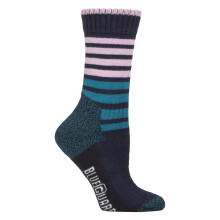 (04-Aug, Marineblau gestreift) Blueguard - Warme Stiefelsocken Damen | Blueguard | Atmungsaktiv Langlebig Wandersocken