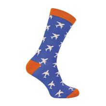 (6-11, Airplanes (Blue)) Mr Heron - 1 Pack Mens Novelty Animal Pattern Bamboo Socks