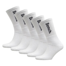 (6-11, White) Bench - 5 Pairs Mens Crew Cotton Socks - Sport Breathable Comfort Socks