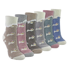 (04-Aug, Hund) Sock Snob - Sock Snob - 6 Paar dicke warme Wollbettsocken für Damen
