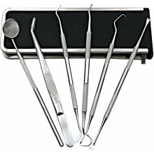 Dental Hygiene: 6PCS Premium Oral Care Kit, Stainless Steel Instruments for Tartar & Plaque Removal, Ergonomic Design, Non-Slip Grip, for Personal &