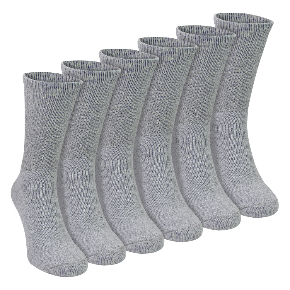 Sock Snob (6-11, ) - 6 Pairs Mens Cotton Diabetic Socks - Soft Non Binding Everyday Comfort Socks Grey