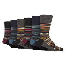 (06-Nov, Streifen 1) Gentle Grip - Gentle Grip - 6 Paar Herren Baumwollsocken | Gemusterte Socken ohne Gummidruck