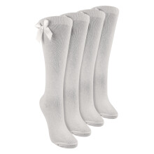 (7-10 Years, Weiß) Sock Snob - 4er-Pack kniehohe Schulsocken für Mädchen mit Schleife