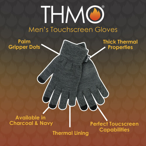 (One Size, Marine) THMO - Touchscreen-Handschuhe für Herren mit Griffen 2