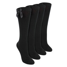 (11-14 Years, Schwarz) Sock Snob - 4er-Pack kniehohe Schulsocken für Mädchen mit Schleife