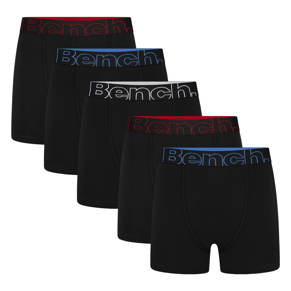 Bench (Xx-Large, Black) - 5 Pack Mens Cotton Boxers Underwear - Brento Collection