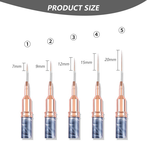 Πινέλο Liner για Νύχια & Βαφή Gel Polish, Επαγγελματικό Σετ Πινέλων Λεπτομέρειας με Ίνες 1