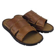 (42, Bräunen) Dunlop - Dunlop - Herren Sommer Strand Slipper aus Leder