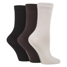 (04-Aug, Schwarz/Kakao/Keks) Sockshop - SOCKSHOP - 3er Pack Damen Atmungsaktive Bambus Socken