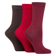 (04-Aug, Rot/Burgunderrot/Schokolade) Sockshop - SOCKSHOP - 3er Pack Damen Atmungsaktive Bambus Socken