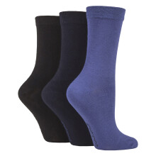(04-Aug, Schwarz/Marineblau/Denim) Sockshop - SOCKSHOP - 3er Pack Damen Atmungsaktive Bambus Socken