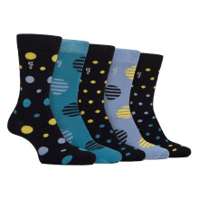(39-45, Blau gepunktet) Farah - Farah - 5er Pack Herren Weiche Atmungsaktive Bambus Socken