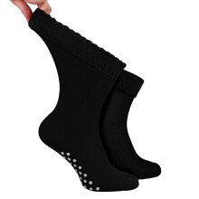 (06-Nov, Schwarz) Dr.Socks - Dr.Socks - Herren Extra Weite Winter Bettsocken mit Anti-Rutsch Noppen Thermo
