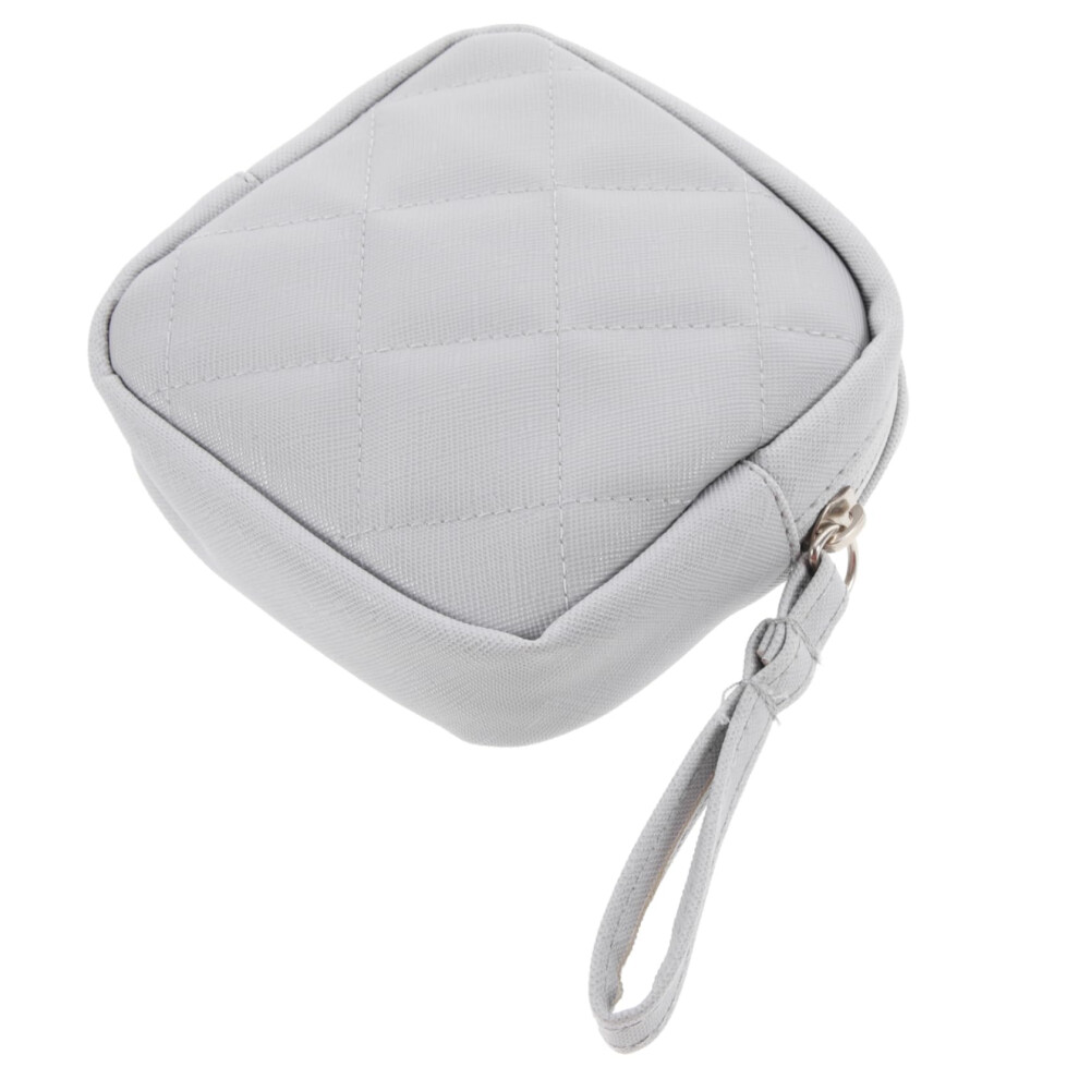 Portable Period Pouch 5Pcs Handheld Makeup Bag  Leather Organizer for Sanitary Napkins and Cosmetics Travel Daily Grey