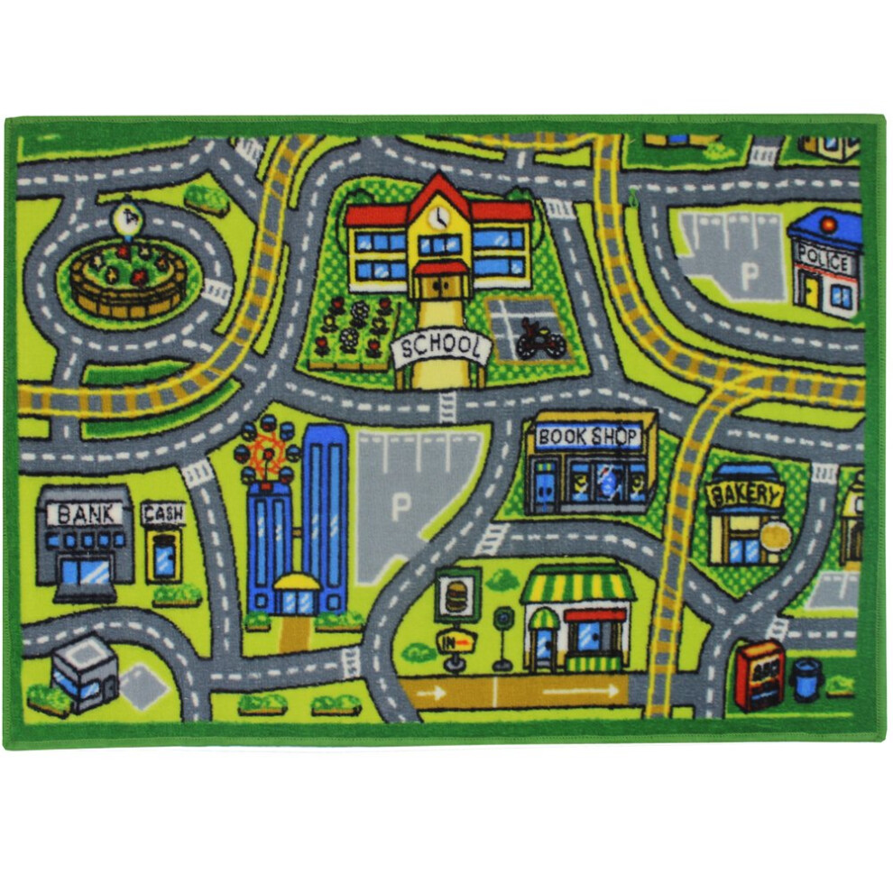 Childrens Kids Play Road Mat Map Design, 80 x 110 cm, Nursery Playroom Use