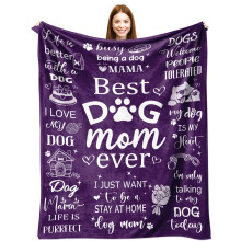 Dog Mom Gifts Blanket 50x40 Inch Soft Flannel Throw For Women Purple Dogs Themed Gift Dog Lover Home Decor For Bed And Sofa