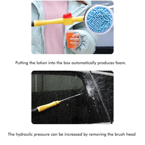 Extendable Car Cleaning Mop with High-Pressure Rotation and Foaming