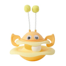 (Yellow) Cat Toy Rotating Track Wheel Stimulates Hunting Instinct Cats Interactive Spinner Toy Exercise Mental Health Enhancer