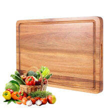 (Middle) Natural Wood Cutting Board Butcher Block – Thick Wooden Kitchen Cutting Board with Juice Groove