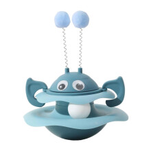 (Blue) Cat Toy Rotating Track Wheel Stimulates Hunting Instinct Cats Interactive Spinner Toy Exercise Mental Health Enhancer