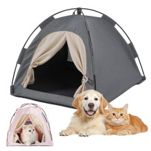 (1pc, Grey) Portable Cat Tent Pop-Up Pet Tent Washable Waterproof Hideaway with Mat Breathable Mesh for Indoor Outdoor Cats Small Dogs