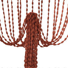 (Dark Coffee) String Door Curtain with Soft Balls Tassel, Decorative Room Divider for Home