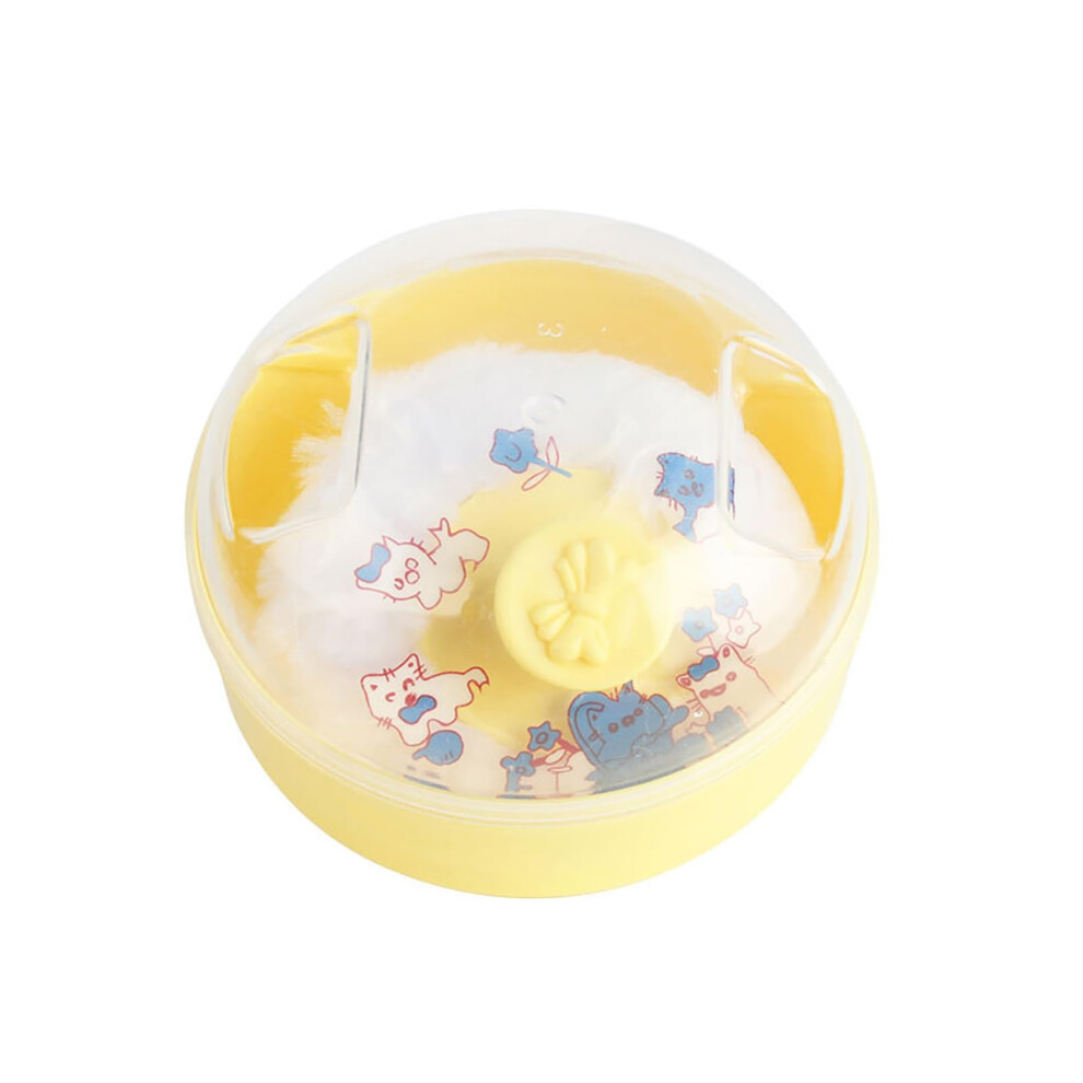 Baby Powder Puff With Soft Fluffy Puff And Easy Grip Handle, Refillable Talcum Powder Case Yellow
