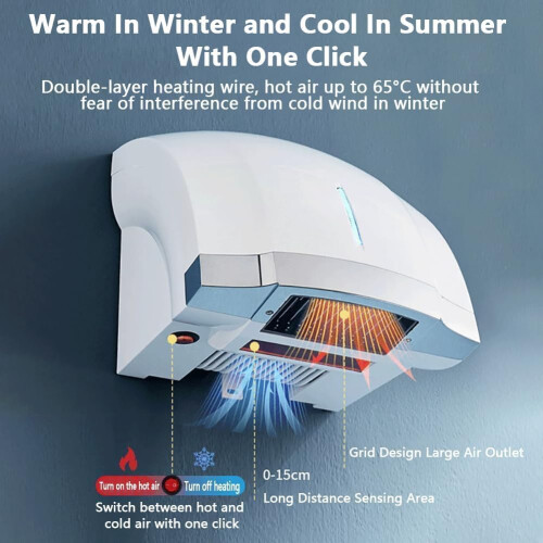 Automatic Hand Dryer with Touch Sensor, Hot and Cold Air,  Speed Wall Mounted Commercial 2