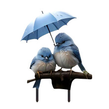 Decorative Yard Stakes 2D Acrylic Flat Flowerpot Insert Blue Bird With Umbrella Garden Whimsical Sign For Patio