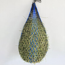 Horse Hay Bag 1.5Inch Hole Hay Net Blue Black For Slower Feeding 4Pack 45 Inch (114 cm)