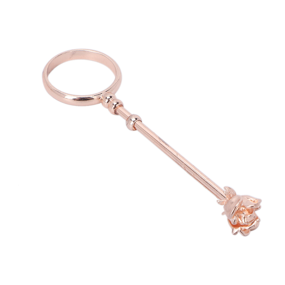 Rose Gold Cigarette Holder Ring - Copper Flower Design, 16mm Diameter