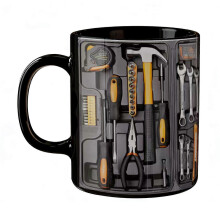 (J) Mechanic Toolbox Mug Ceramic Funny Toolbox Coffee Mug for Mechanics Garage Enthusiasts Novelty Gift for Husband Dad