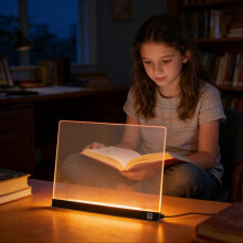 (20x30cm, Black) Smart Led Reading Light, Rechargeable Clear LED Flat Reading Light with 3 Colors & Timer, The Quiet Reader's Dream Lights