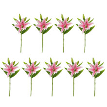 (Dark Pink) 9 Pcs Artificial Lily Flowers for Easter Realistic White Fake Tiger Lilies Spring Wedding Table Centerpiece Home Decorations