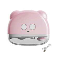 (Pink) Baby Electric Nail Clipper with LED Light Rechargeable 3 Speed Automatic Nail Trimmer Kids Adults Seniors Fingernail Cutter Polisher Grinder