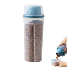 Airtight Storage Cup For Pet Food And Dry Goods Measured Container, Blue, Transparent Lid, Spout Jar, Pantry Bin