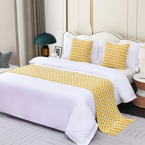 Bed Runner 60x180 cm For 1.2m Bed Yellow Multicolor Design
