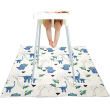 Baby Splat Floor Mat For Under Chair 130x130cm White Waterproof AntiSlip Washable Cartoon Dinosaur Picnic Mat