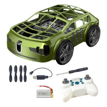 (One Battery, Green) RC Drone Car Mini Flying Car Quadcopter with One Key Take Off for Kids 8-12
