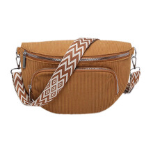 (Coffee) Corduroy Chest Bag for Women for Travel & Daily Use, Adjustable Crossbody Fanny Pack with Pockets