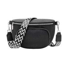 (Black) Corduroy Chest Bag for Women for Travel & Daily Use, Adjustable Crossbody Fanny Pack with Pockets