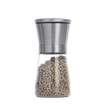 (B) Pepper and Salt Grinder, Refillable Stainless Steel Mill with Adjustable Coarseness, Glass Body Spice Grinder for Pepper, Sea Salt