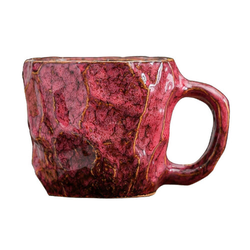 (Red) Ceramic 270ml Coffee Mugs - Large Tea Cup for Office and Home