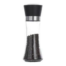 (C) Pepper and Salt Grinder, Refillable Stainless Steel Mill with Adjustable Coarseness, Glass Body Spice Grinder for Pepper, Sea Salt