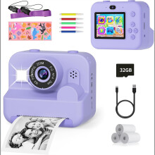 Multifunctional Kids Camera, Built-in Puzzle Games with Safe and Zero Ink Print Paper, Portable Kid Camera Featuring Creative Kids Camera Design,