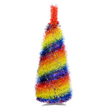 Pre-lit LED Christmas Tree Coastal Pencil Christmas Tree Easy Assembly Christmas Decor Pop Up Christmas Tree Artificial Tinsel Tree With Durable